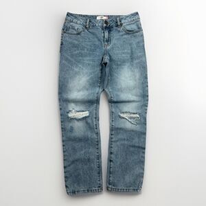 Cabi 100% BF Jeans Womens 8 High Rise Straight Leg Denim Distressed